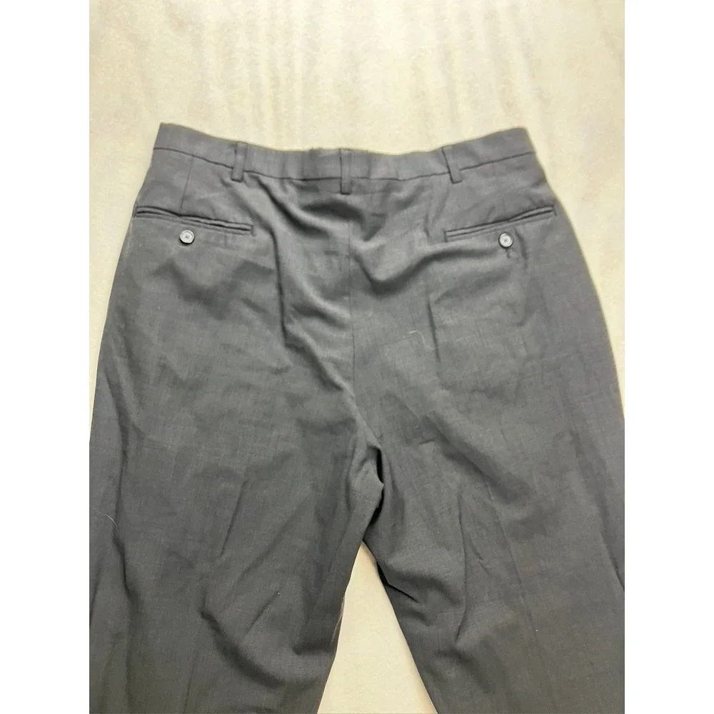Haggar‎ Black Label Mens Pleated Dress Pants Charcoal Gray Classic Fit Tailored